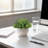 4-Pack Artificial Potted Plants, White Ceramic Pots, Mini Greenery Home Office Decor