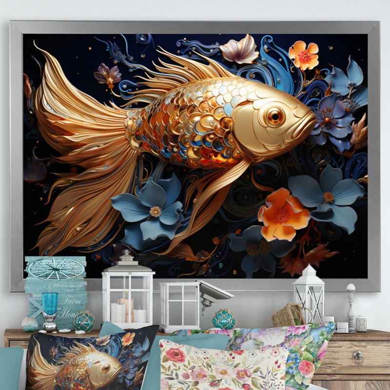 " Fishing Dreamy Deep ", Silver Single Picture Framed, 12" H x 20" W x 1" D