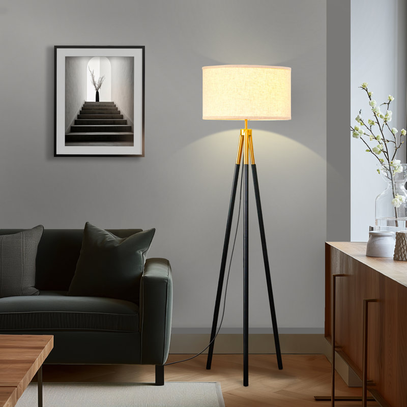 Sophia Smart Black & Gold Tripod LED Floor Lamp for Kids' Rooms