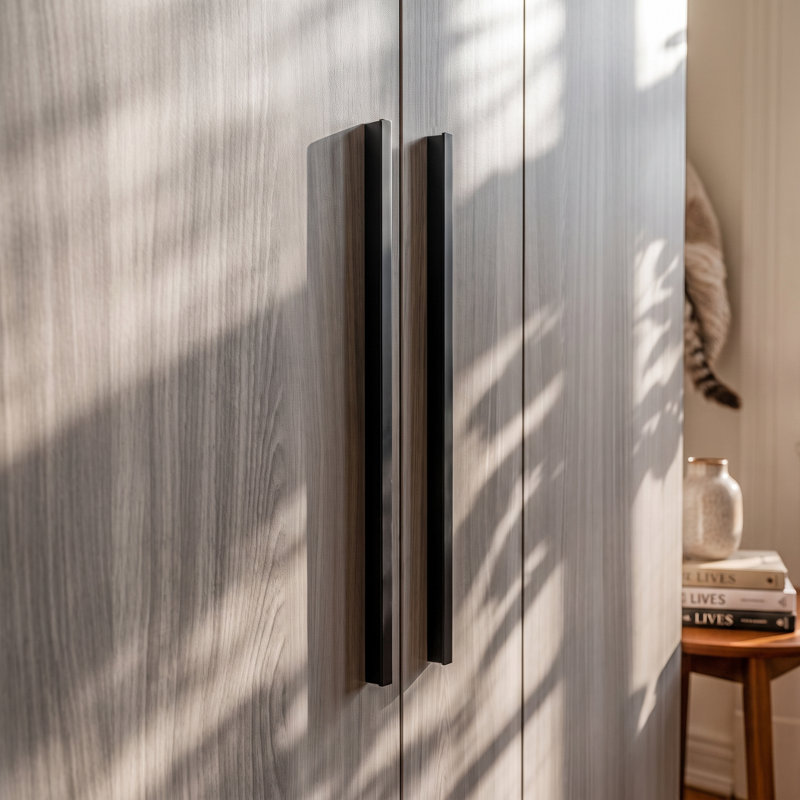 Armoire penderie 3 portes avec tringle et tablettes de rangement pour l'organisation de la chambre à coucher, Gris