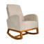 Chaise berçante confortable en lin beige et bois massif pour chambre à coucher