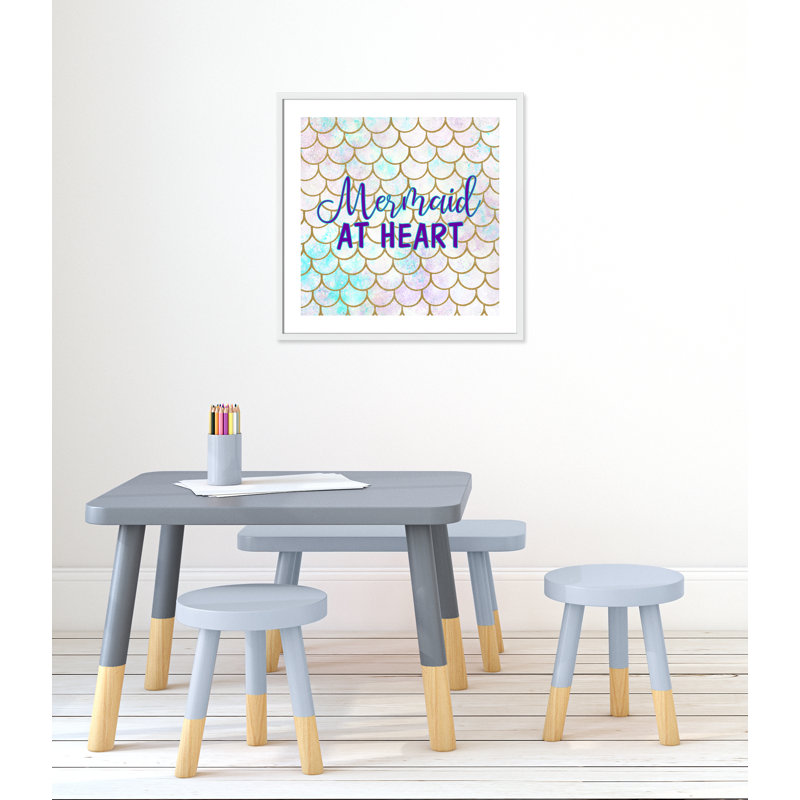 Sirène au coeur, H 27,5 po x l 27,5 po x P 1,19 po, Encadré de boîte blanc