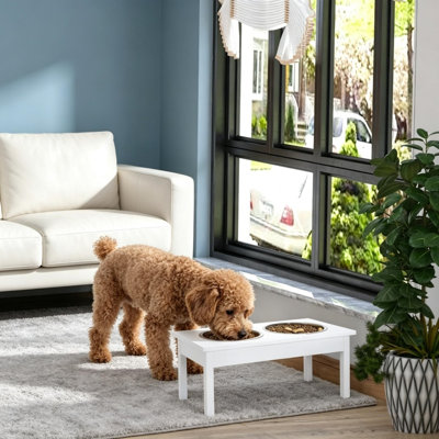 Ensemble de bols pour chien surélevés en acier inoxydable, acier et bois