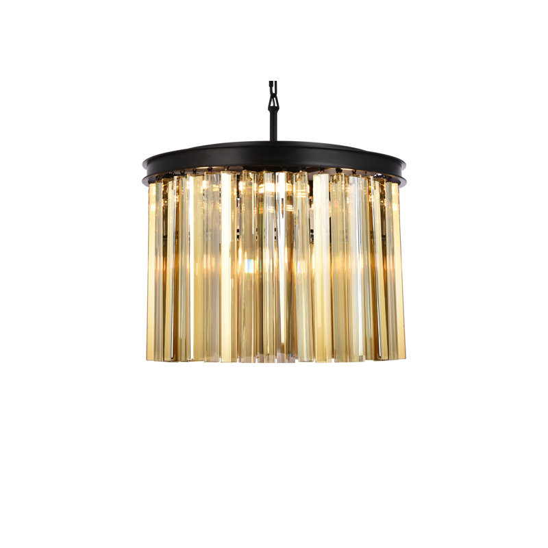 Lustre cylindrique unique à 6 lumières Yazmin, Teck doré (fumé), Brun moka