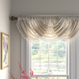 Elena Faux Silk Waterfall Embellished 38'' W Single Window Valance
