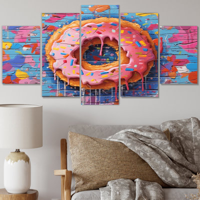 Ensemble de décorations murales bleues et roses Pop Art Donuts I - Desserts