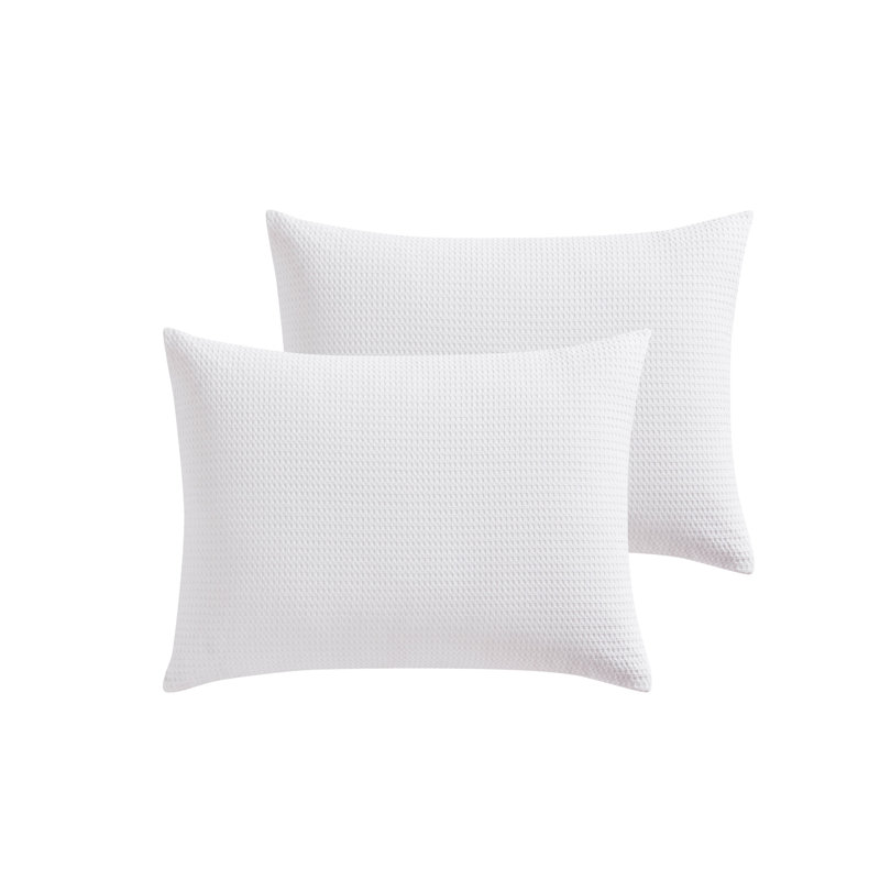 Couette en coton gaufré 3 pièces , Housse de couette grand + 2 grandes taies décorat, Blanc
