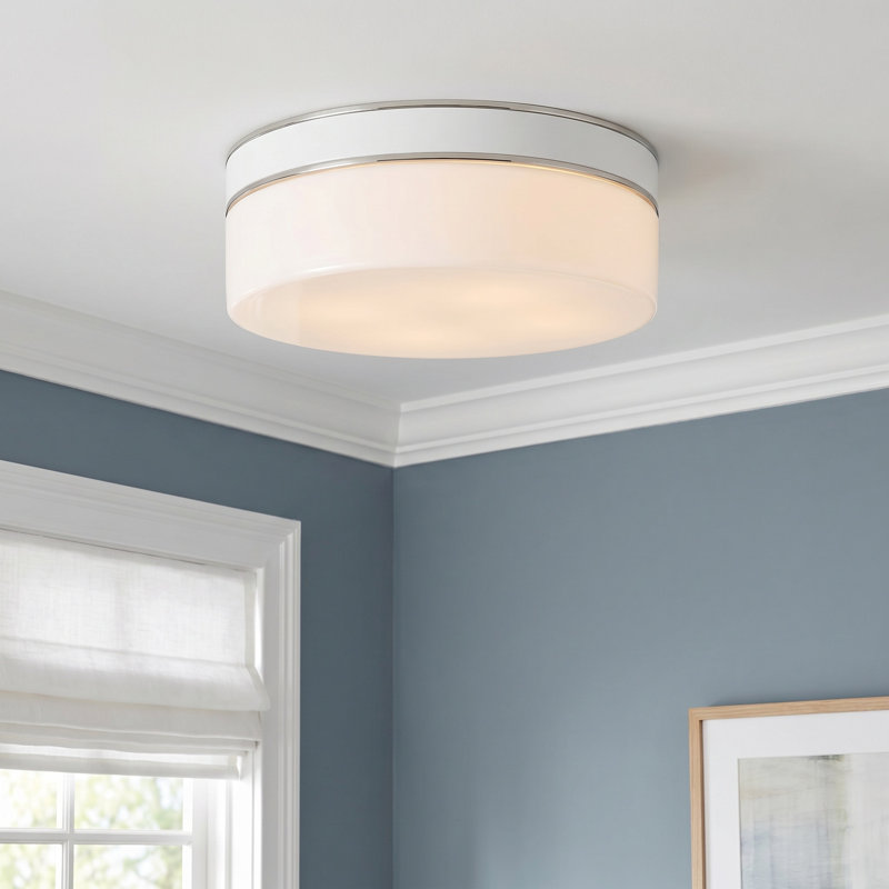 Glass Flush Mount, Burnished Brass