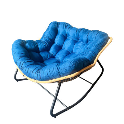 Chaise royale moderne pour le salon, patio avec inclinaison sans couture, rembourrage double épaisseur et poignées antidérapantes bleues, véranda d'une capacité de 450 lb,