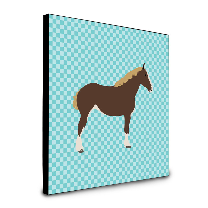 « percheron cheval check », art encadré Degarmo, bleu