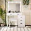 Coiffeuse blanche avec tiroirs coulissants et luminaire à DEL réglable
