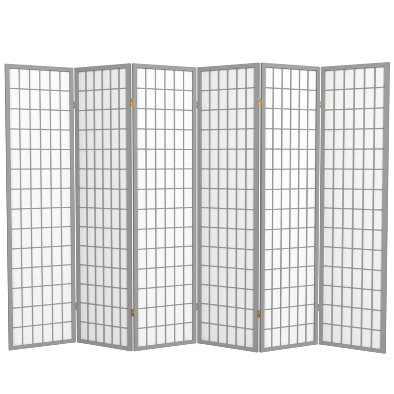 Paravent de cloison pliable 4 panneaux Ebern Designs, Gris, 6