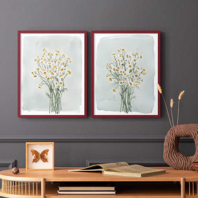 «Chamomile Bouquet I», reproduction encadrée de qualité supérieure - prête à être accrochée - aucun clou requis - aucun clou requis