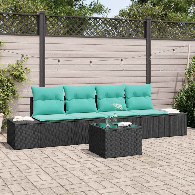 Ensemble de canapé avec coussin vidaXL 5 pièces vidaXL, Coussin bleu / cadre noir