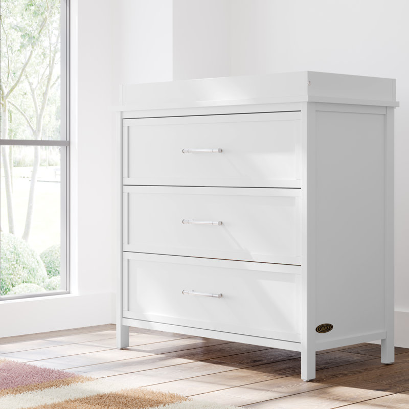 Classic 3 Drawer Chest With Removable Changing Table Topper, White