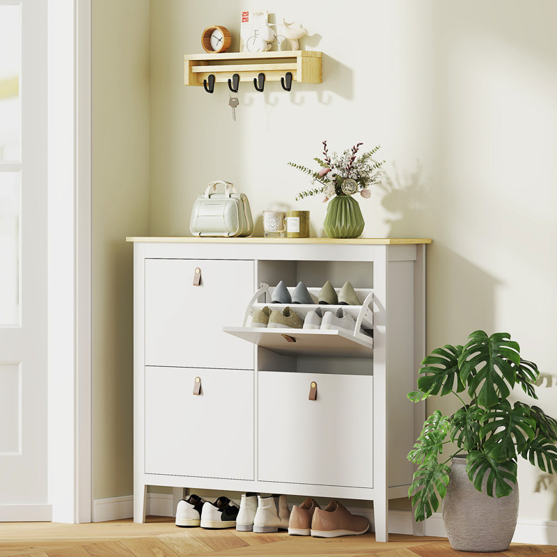 20 Pair Shoe Storage Cabinet, White