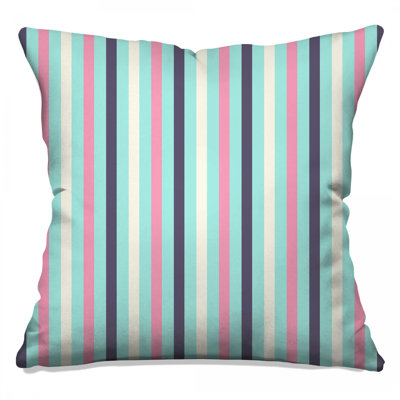 Pink Blue Vertical Stripes Double Sided Throw Pillows