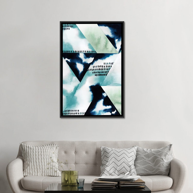 « blue billow ii », reproduction d’impression sur toile, H 48 po x l 32 po x P 1,5 po, Toile avec cadre noir, Pas de tapis