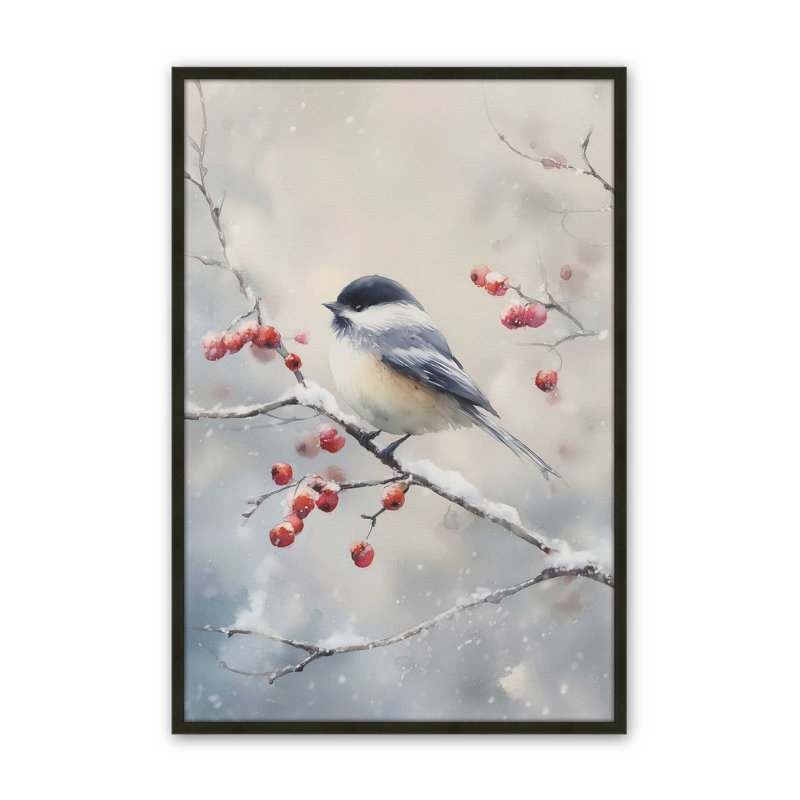 «One Winter Songbird», reproduction d'art, 16 po x 20 po, Noir satiné