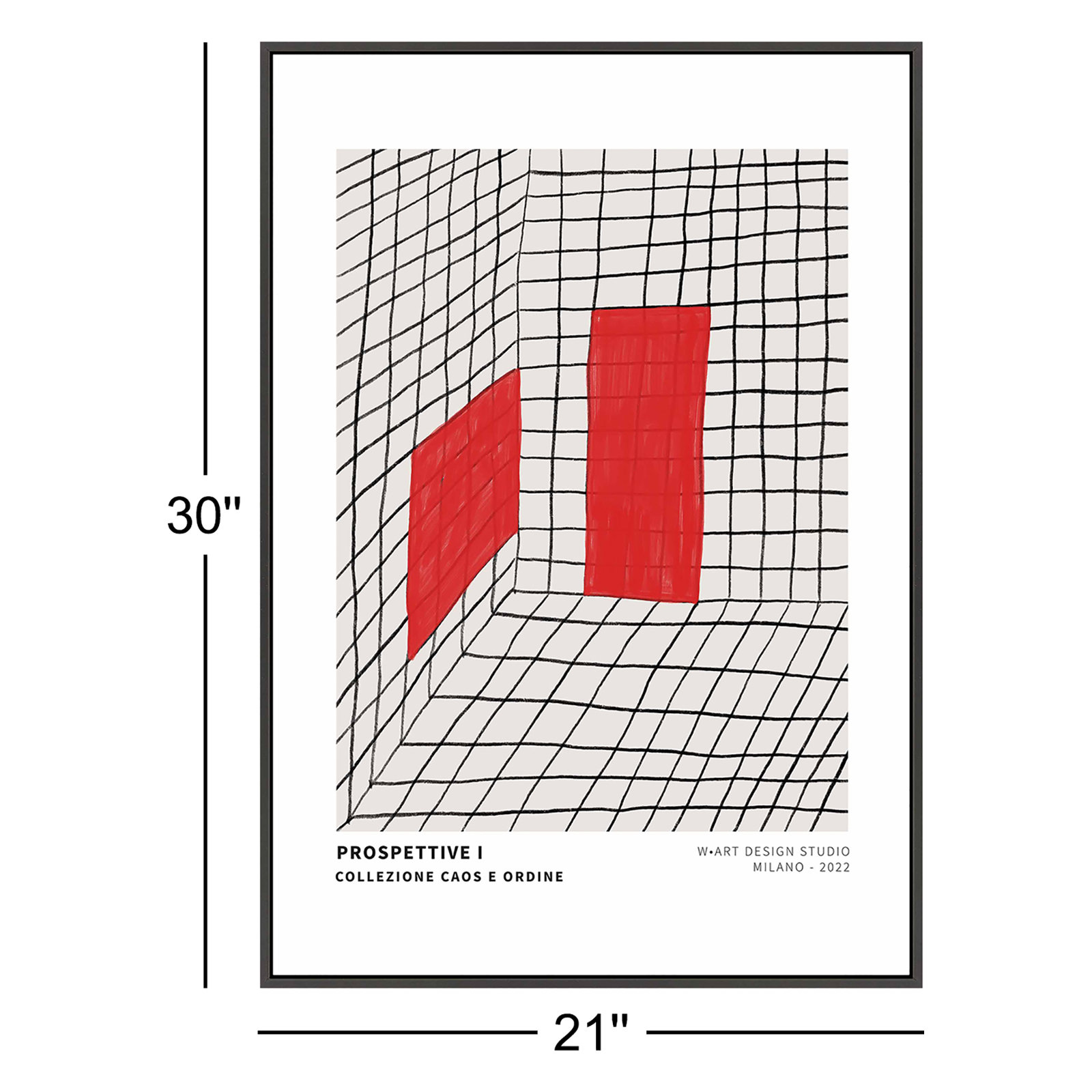 Red Perspective by Romina Gadler, Black Framed Canvas, 30" H x 21" W x 1.25" D