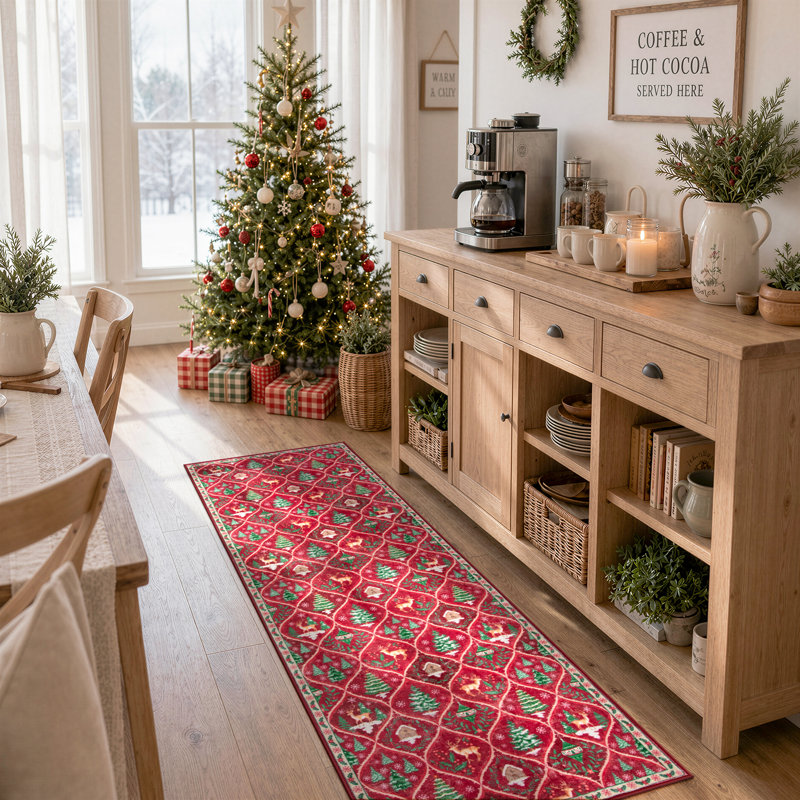 Laziya Christmas Rug, Tapis de couloir 2 pi x 6 pi