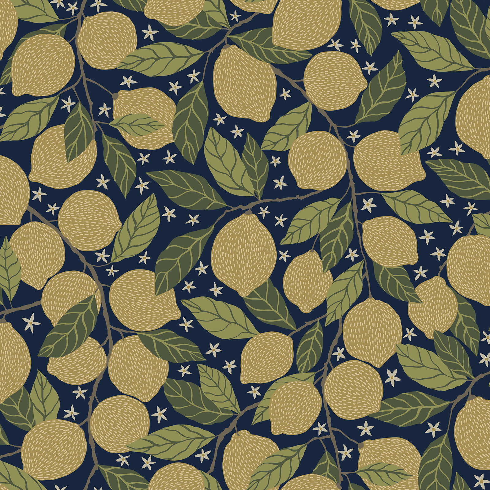 Aina Garden Fruit Wallpaper, Navy Blue