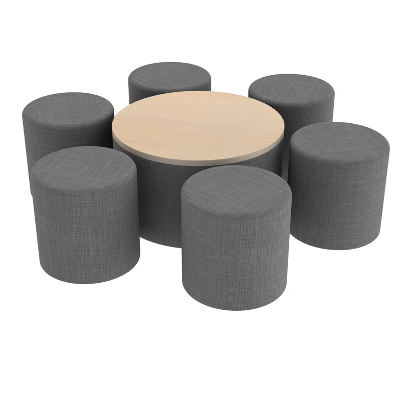 Ensemble de repose-pieds rond 30 po avec siège H 18 po Pro Series Pro-Erase, Gris ardoise / érable