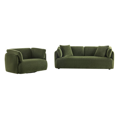 Chung Modern 86'' Upholstered Sofa And 50'' Swivel Arm Chair With Pillows