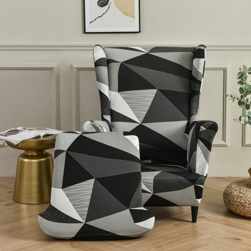 Housse extensible pour tabouret tigre, Noir / gris 100% coton