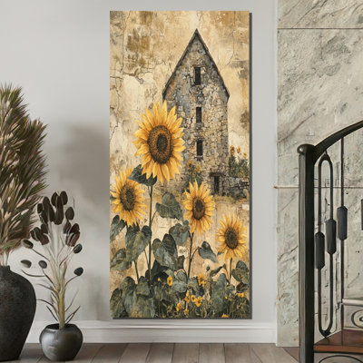 «Drevion Sunflowers At The Grain Mill I» - Art mural sur toile, tournesols