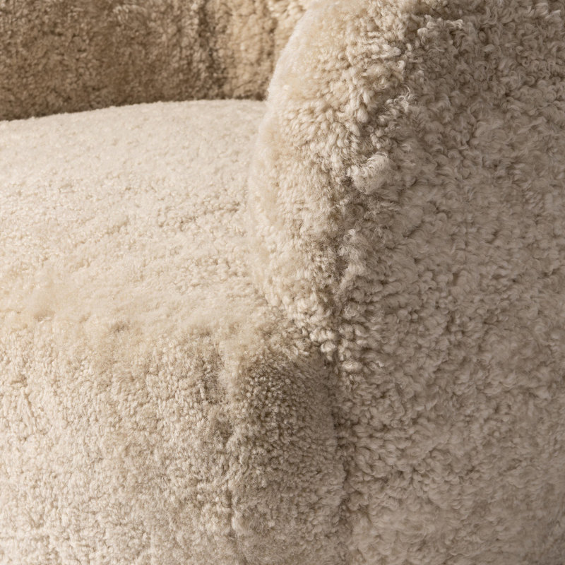 Julius Swivel Chair, Beige Shearling Genuine Fur