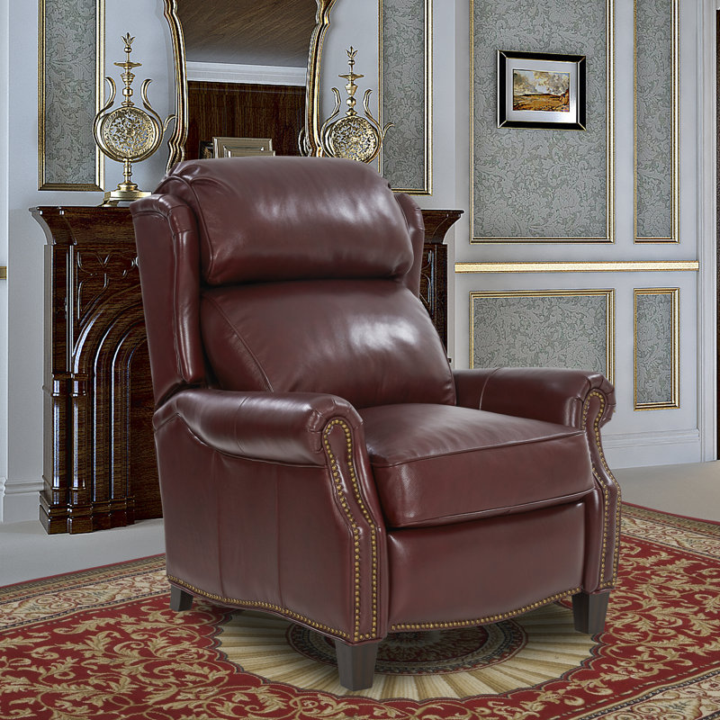 Foxton Recliner, Burgundy Genuine Leather