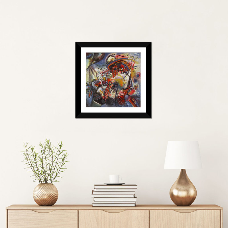 "Moscow" par Wassily Kandinsky, impression sur toile, H 16 po x l 16 po x P 1 po, Papier d'art encadré noir, Blanc