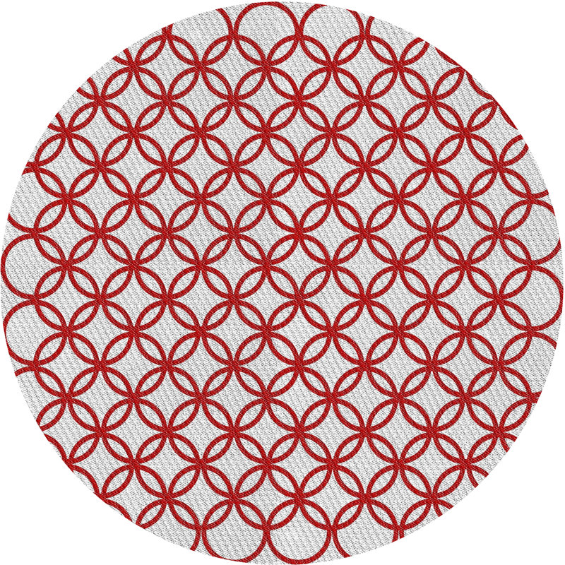Tapis rouge à motif géométrique, Rond 6 pi