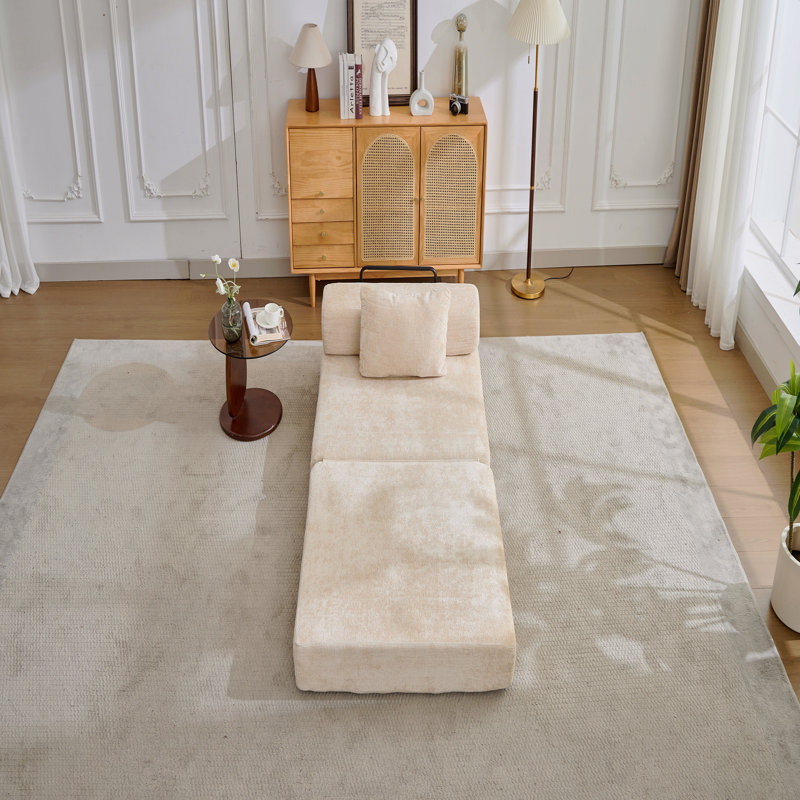 Canapé à compression, canapé-lit à plancher convertible à structure fixe, canapé modulaire monoplace sans os, tissu chenille
