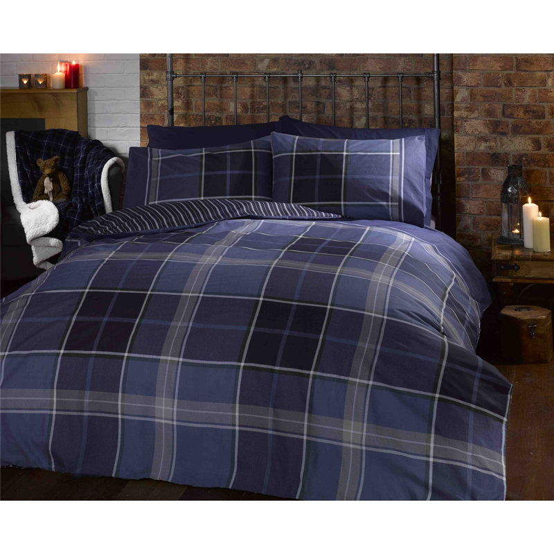 Goodrich Cotton Blend Duvet Cover with Pillowcases, Double Duvet Cover + 2 Standard Pillowcases, Blue