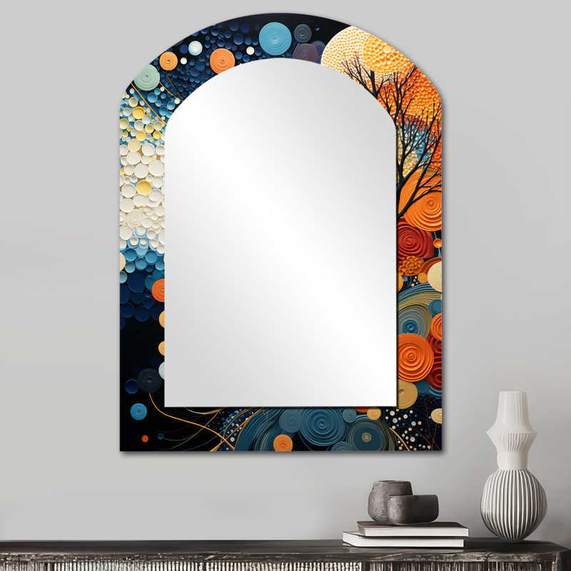 Colorful Mid Century Dynamic Duality V - Miroir mural Mid-Century, 34 po x 25 po