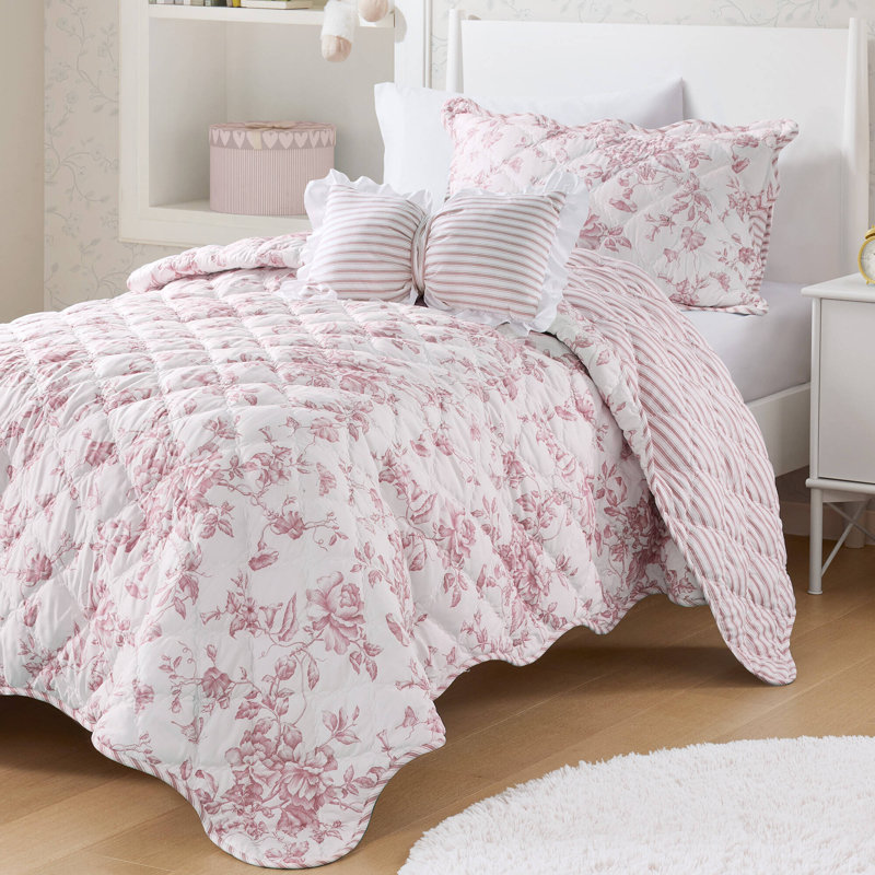 Ensembles de literie en microfibre douce, courtepointe florale rose TG pour maison moderne