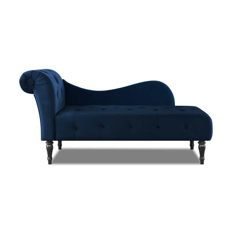 Scalise Upholstered Chaise Lounge, Midnight Blue