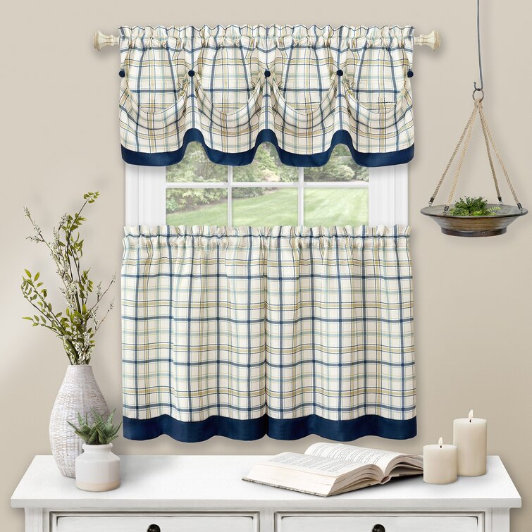 Maddock Plaid Tailored 58" Kitchen Curtain