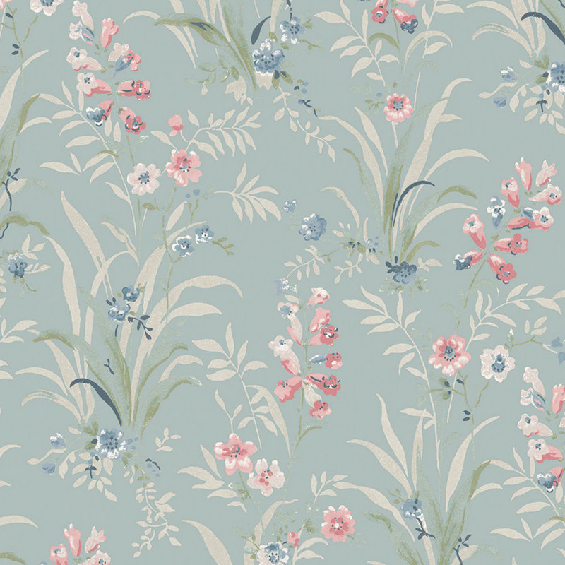 Secret Garden Floral Wallpaper Double Roll, Blue