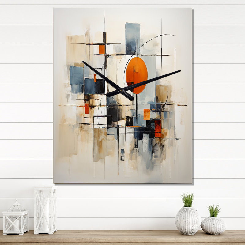 Horloge murale abstraite colorée Mid-Century, Grand