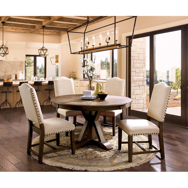 Mobilier de salle à manger rembourré en tissu 5 pièces