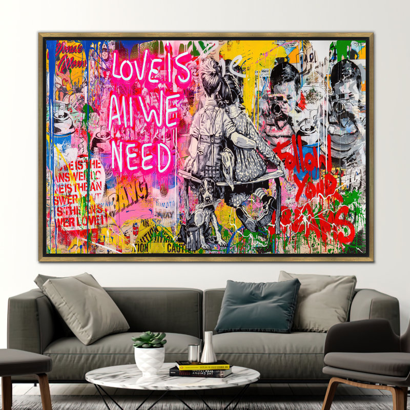 «Love Is All We Need, Love Need Art, Love Graffiti Art Canvas, Art mural Graffiti, Street Art Print, décoration murale contemporaine,