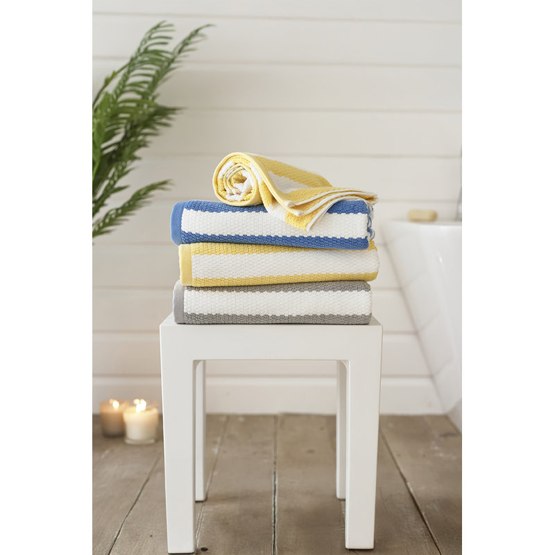 Boston Striped Towels – Vibrant, Soft & Absorbent 100% Cotton Bath Towel, Silver Striped, Bath Towel - 1 Pack