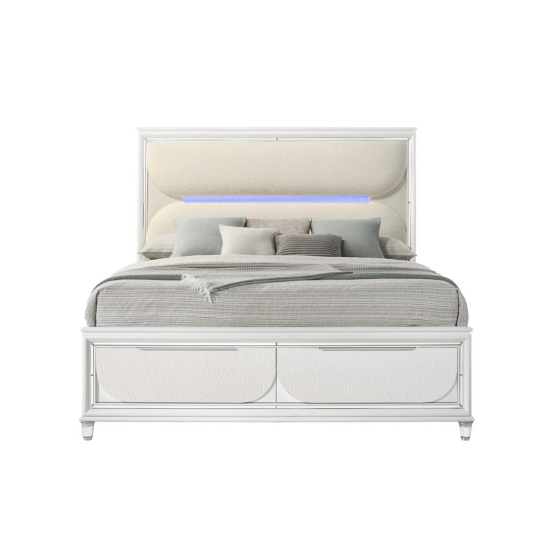 Grand lit avec éclairage à DEL intégré et grand espace de rangement