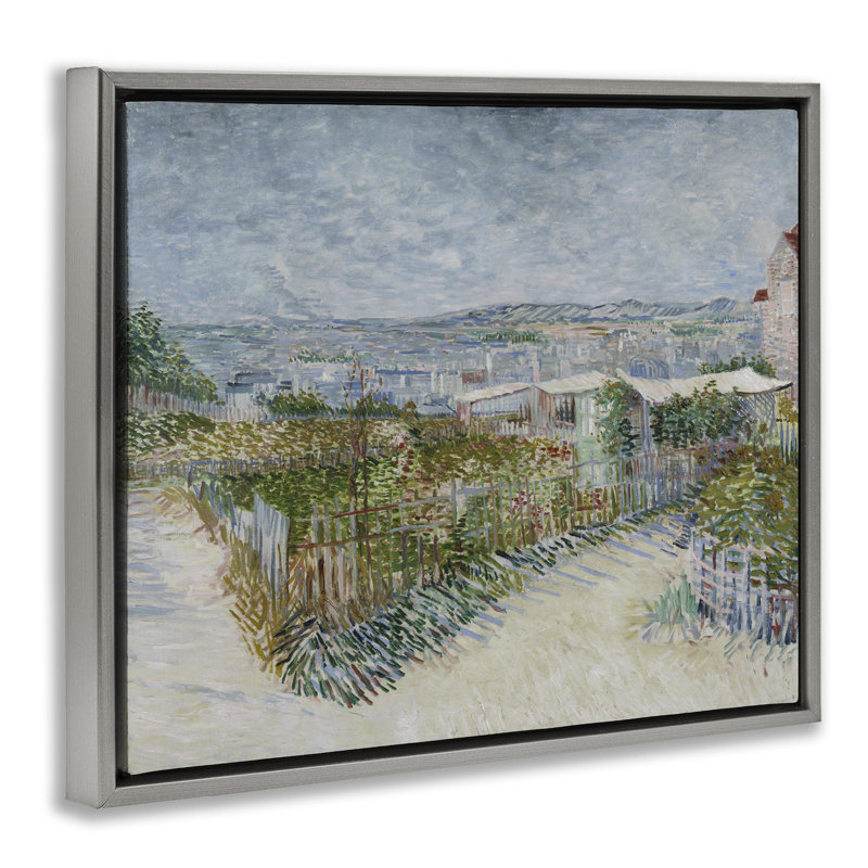 «Van Gogh Monmarte Landscape», toile encadrée flottante noire par one1000paints, Cadre flottant gris lustré