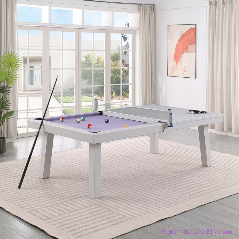 Table de billard d'extérieur / d'intérieur en ardoise avec dessus de salle à manger et accessoires Oasis, Blanc, Mauve clair