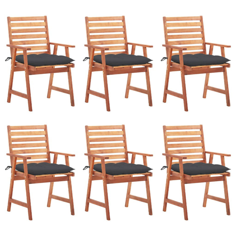 Patio Dining Chairs Outdoor Patio Chair with Cushions Solid Wood Acacia, Anthracite