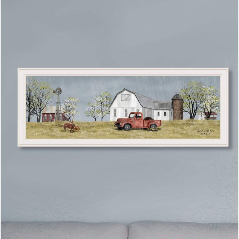 «Spring on the Farm», art mural encadré pour le salon, impression murale par Billy Jacobs, H 11 po x l 27 po x P 1 po, Blanc
